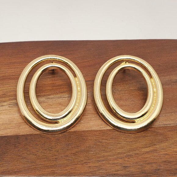 14K Gold Womens Large Double Row Hoop Earrings Ladies 14 K Silver Hoops Jewelry